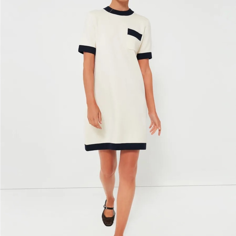 Merritt Knit Dress, Tuckernuck, Elegant Cream and Black Dress- medium